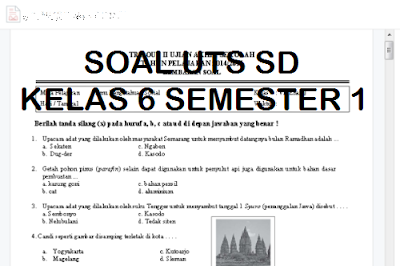 Kumpulan Soal Latihan UTS SD Kelas 6 Semester 1