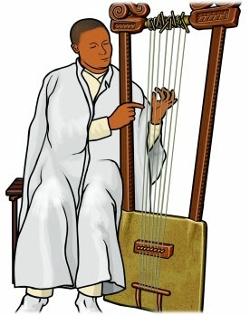 楽器演奏のイラスト。エチオピアのベゲナ（ベガンナ）