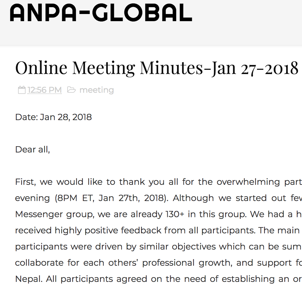 online meeting minutes jan 27 2018 anpa global online meeting minutes