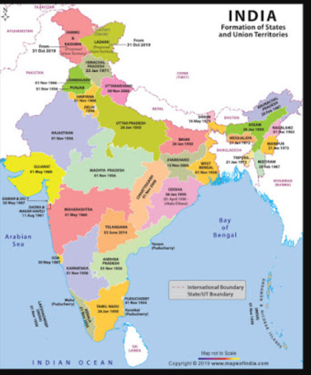 India New Map With All State Capital And Establishing Date 2020