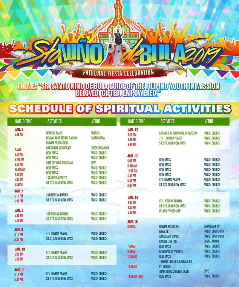 Sto. Niño de Bula Patronal Fiesta 2019 schedule of activities