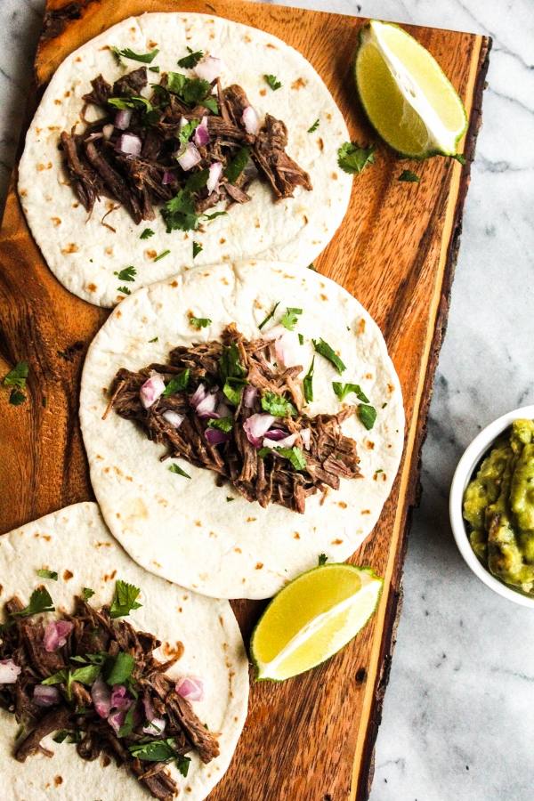 Pressure Cooker Beef Carnitas Tacos