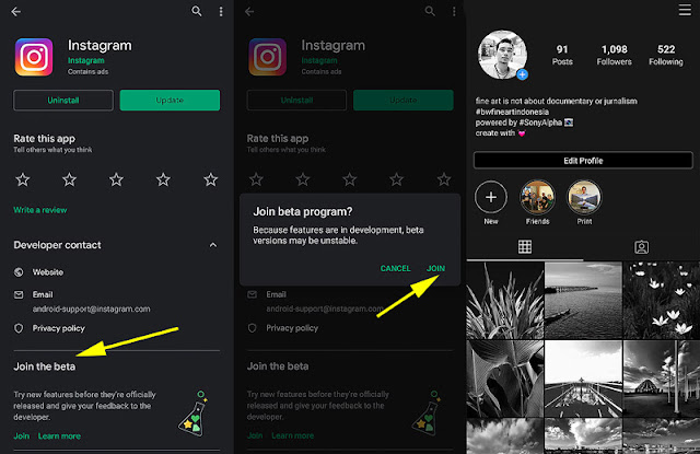 menggunakan instagram dark mode di android dan iphone