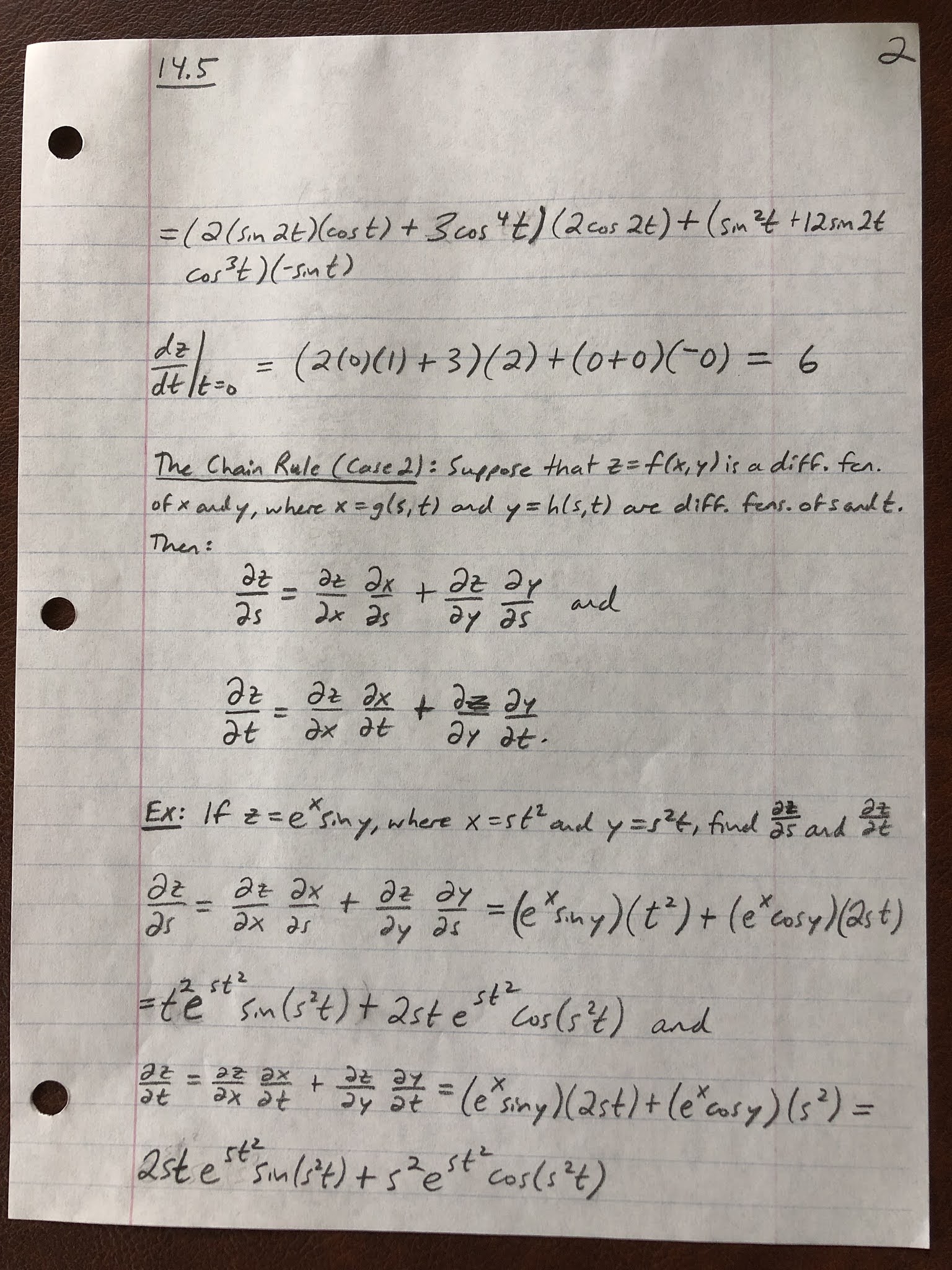 Professor Frank’s Math Blog 14.5 The Chain Rule Notes