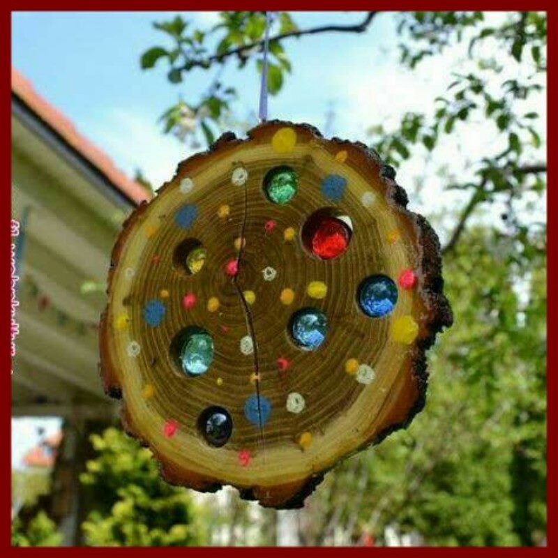 DIY And Household Tips Slice Of Tree Log With Dollar Tree Marbles