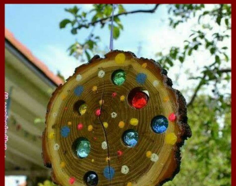 DIY And Household Tips Slice Of Tree Log With Dollar Tree Marbles