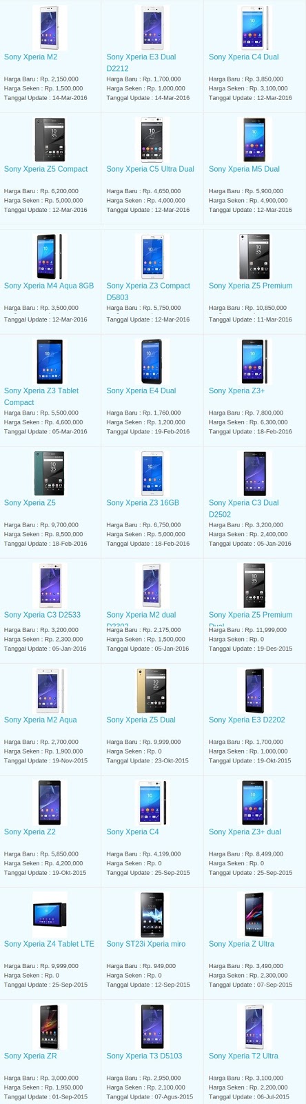 Daftar Harga Terbaru Hp Sony April 2016 Daftar Harga Terbaru Hp Sony April 2016
