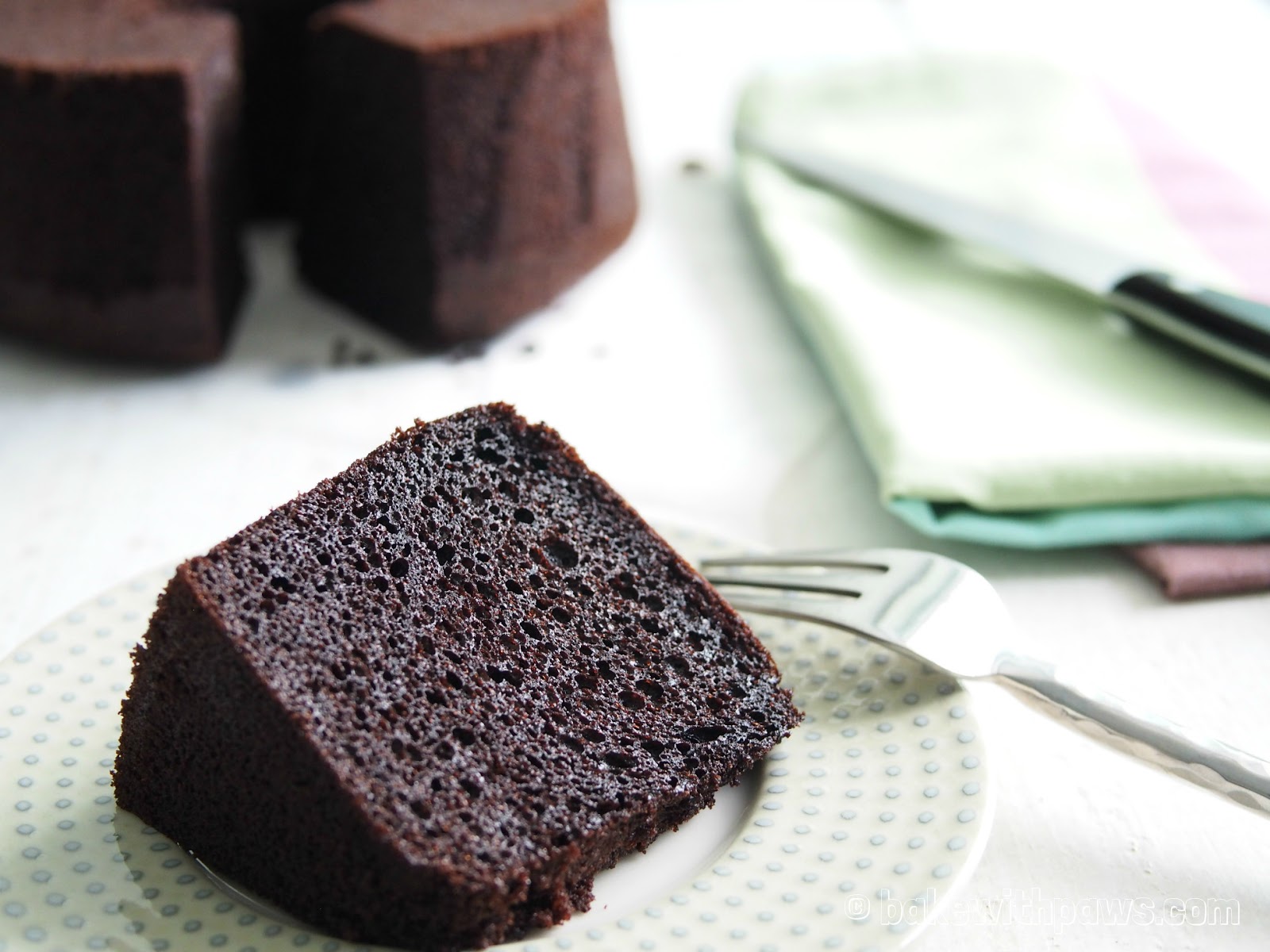 Japanese Dark Pearl Chocolate Chiffon Cake BAKE WITH PAWS