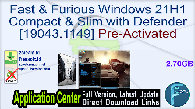 Fast & Furious Windows 21H1 Compact & Slim with Defender [19043.1149] Pre-Activated_ ZcTeam