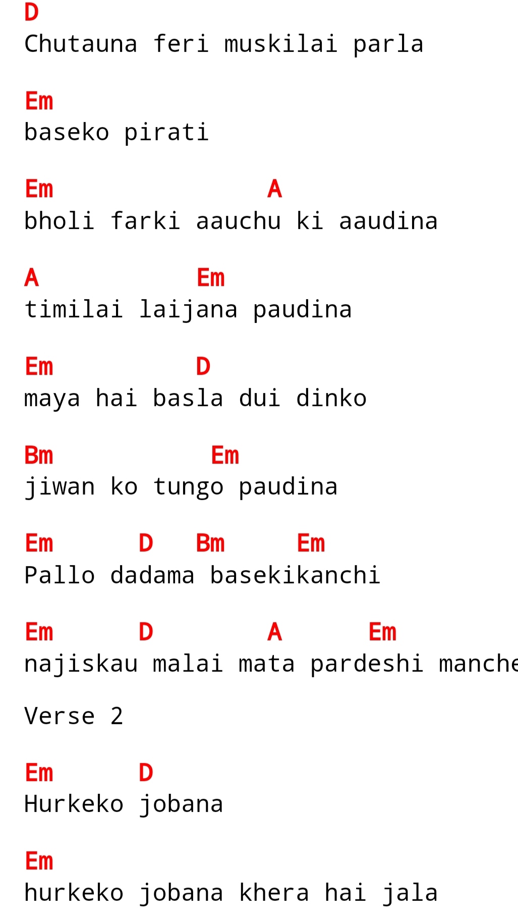 Easy Guitar Chord Pallo Dada maa Lyrics with Chords The Axe Band