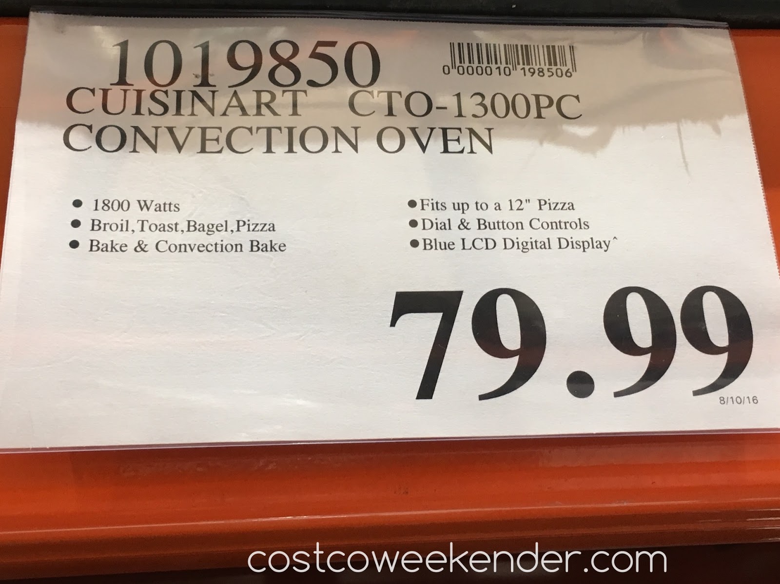 Cuisinart CTO1300PC Digital Convection Toaster Oven Costco Weekender