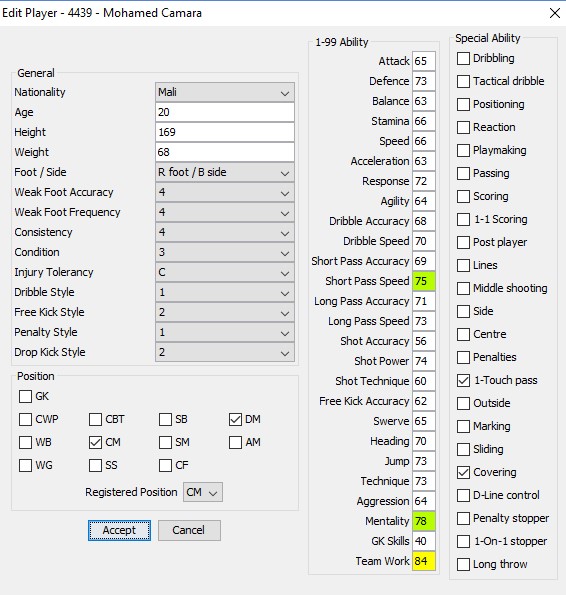 EDICIONES PES PS2/PSP: Mohamed Camara FACE PES PS2
