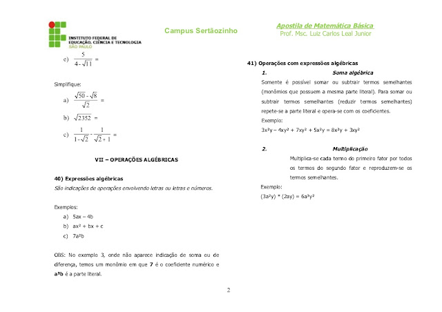 APOSTILA MATEMÁTICA BÁSICA