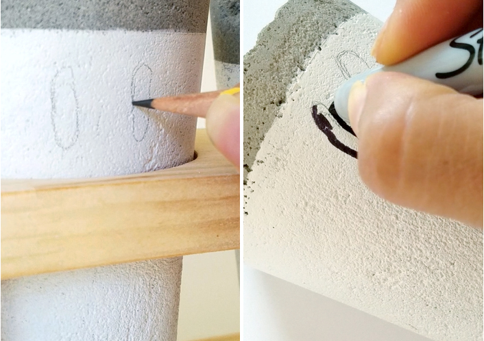 DIY Ghost concrete planter - drawing the ghosts how to make ghosts facial features