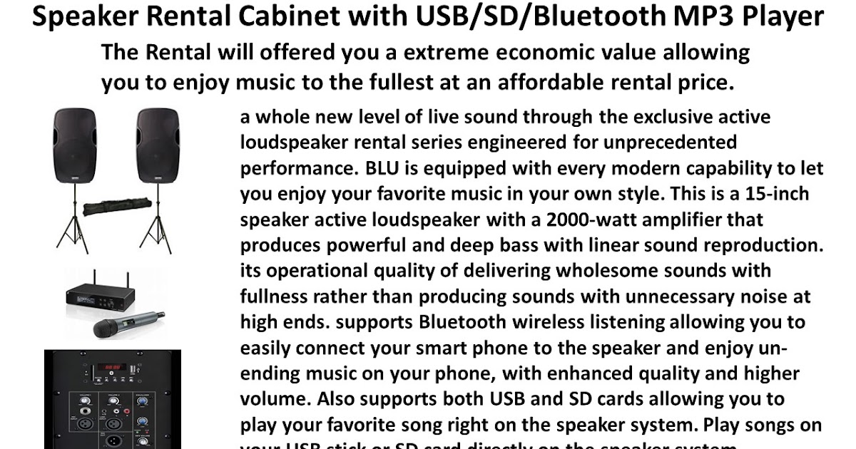 Unique Party Best Services 1 SPEAKER MP3 RENTAL 150 2 SPEAKERS 250 2 SPEAKERS + 1 WIRELESS