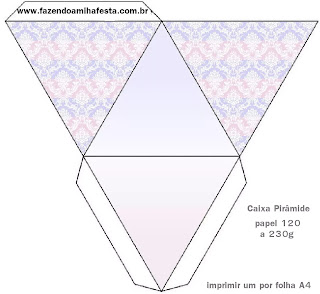 Arabescos en Celeste, Lila y Rosa: Cajas para Quince Años para Imprimir Gratis.