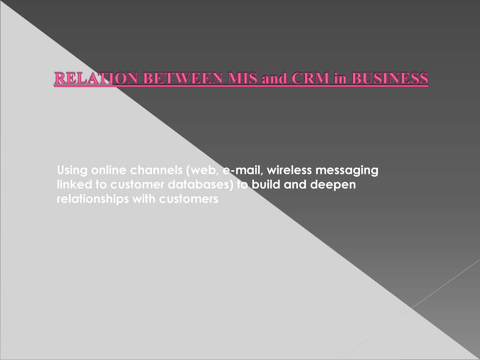 CRM and MIS RELATION BETWEEN MIS & CRM IN BUSINESS