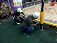 兒童新樂園1樓遊戲設施旁防護條試辦改善工作