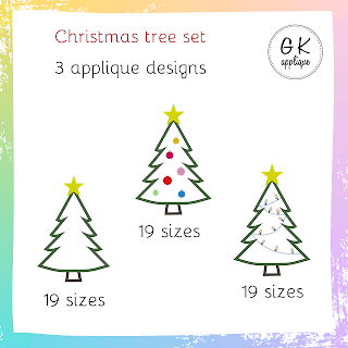 Christmas tree applique designs set