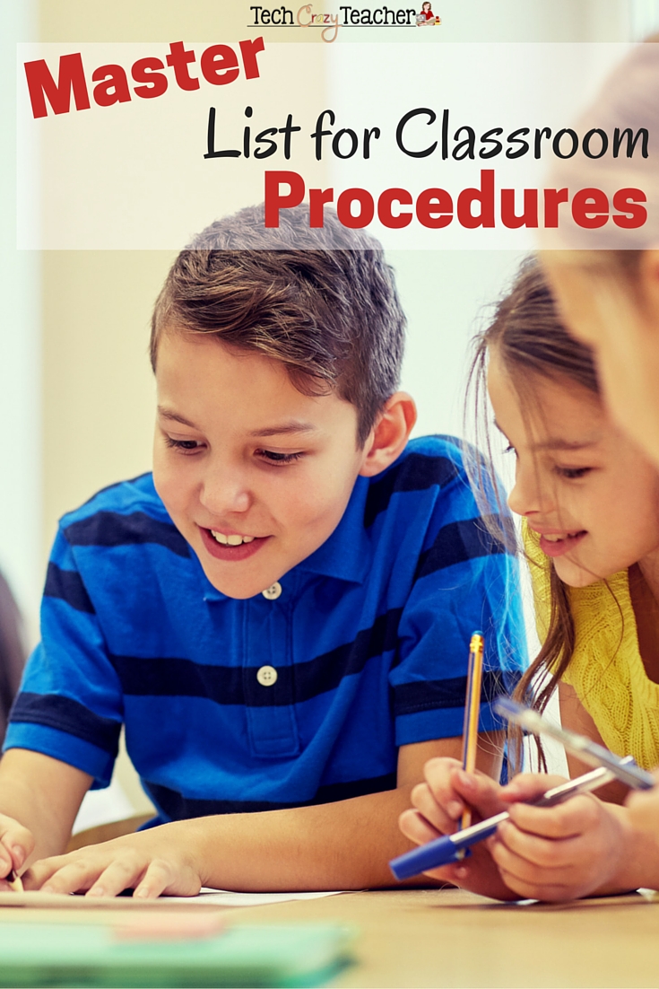 Classroom procedures master list tech crazy teacher