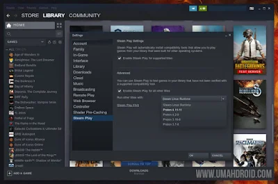 Aktifkan Proton di Steam Play Game Linux