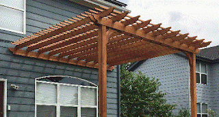 Pergola with wall-mounted ledger