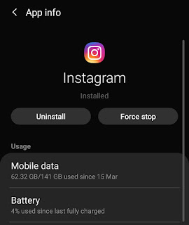 Force stop Instagram app Force stop Instagram app