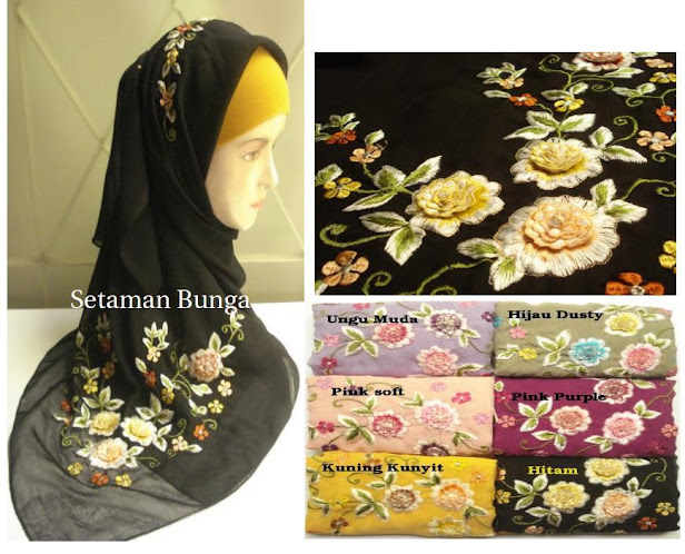 PRE-ORDER : TUDUNG SULAM SETAMAN BUNGA - RM 55 each