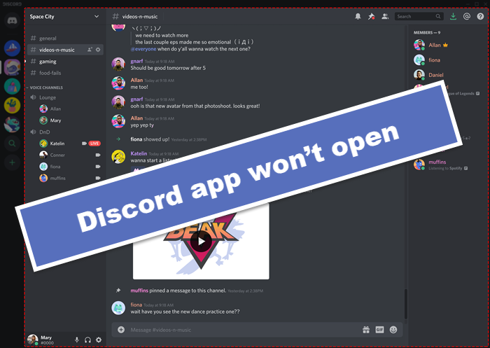 La aplicación Discord no abre