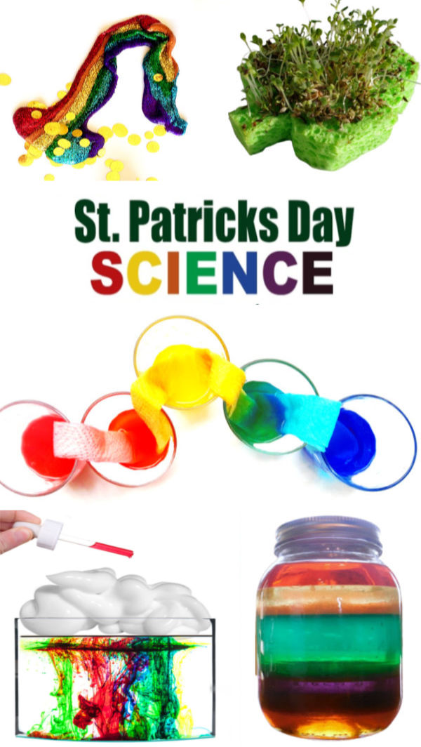 Wow kids of all ages with these fun & magical science experiments perfect for St. Patrick's Day! #stpatricksday #stpatricksdaycraftsforkids #scienceexperimentskids #rainbowexperimentsforkids #growingajeweledrose