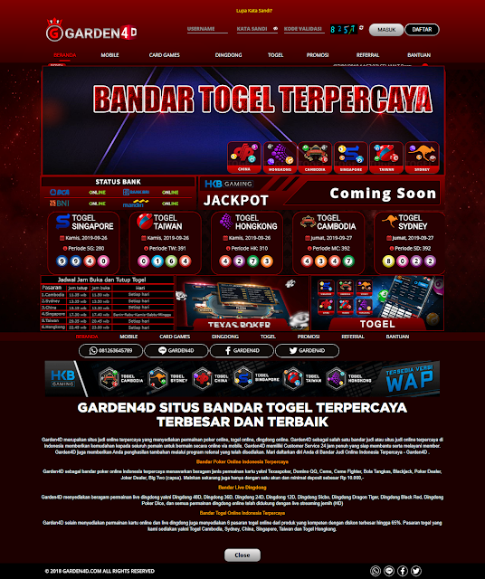 Bandar TOGEL TERPERCAYA Bandar Togel Online Garden4D