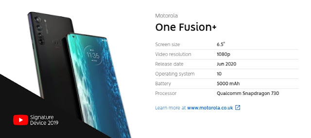 Motorola One Fusion Plus: specifications and release date leak on YouTube