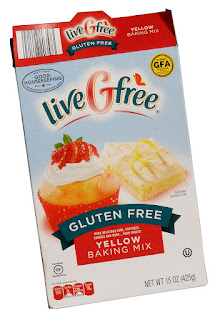 An open box of Live-G-Free cake/bar mix from Aldi's, in the US.