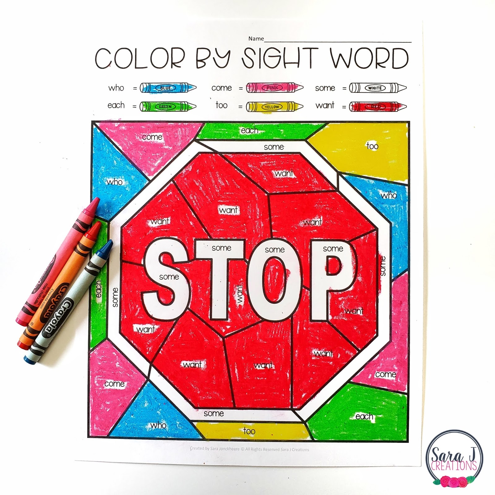 Color By Sight Word Editable