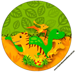 Dinosaurs Party: Free Printable Cupcake Toppers and Wrappers. Dinosaurs Party Toppers or Free Printable Candy Bar Labels.