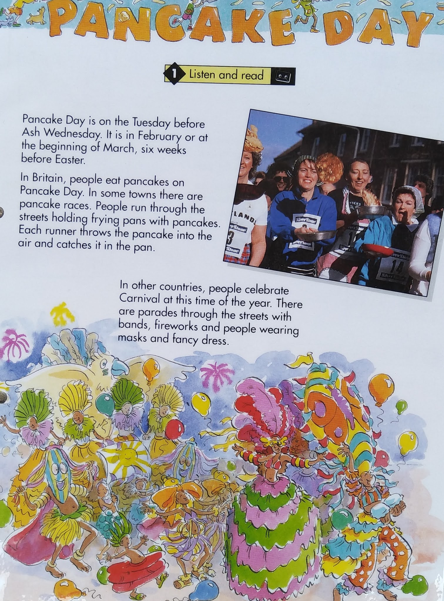 LEARNING AT HOME. APRENDIENDO EN CASA READING ABOUT PANCAKE DAY