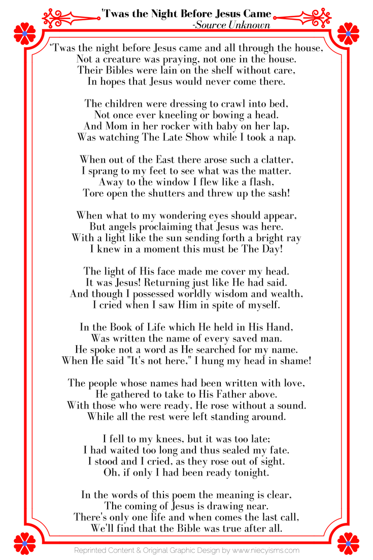 Twas The Night Before Christmas Printable Free