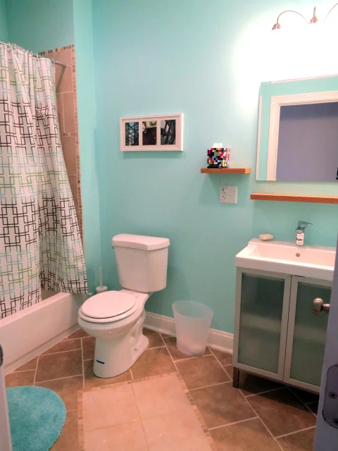 Bathroom makeover and no-drill shelving! (diy IKEA hack)