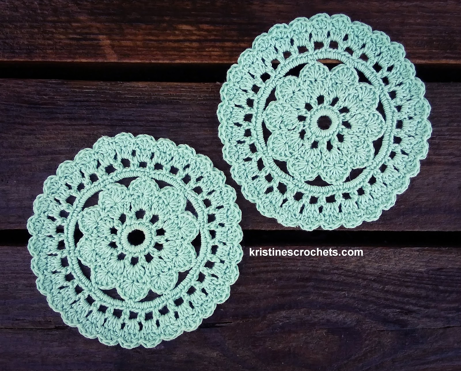 KristinesCrochets Flower Coaster Doily Free Crochet Pattern