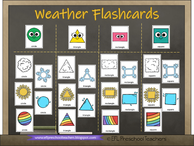 weather and shapes printable flashcards