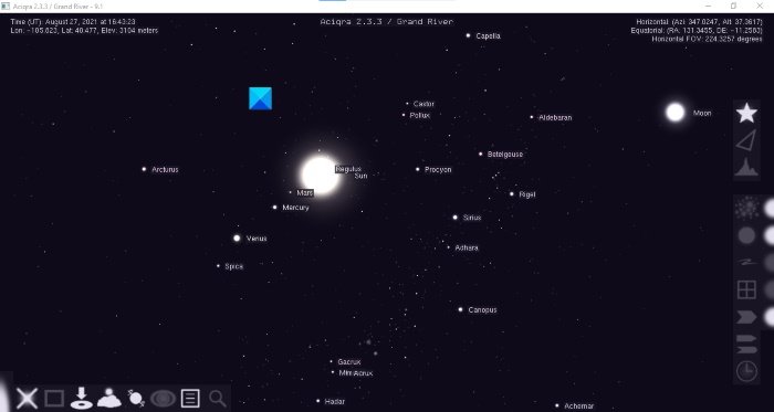 Software di astronomia gratuito Aciqra