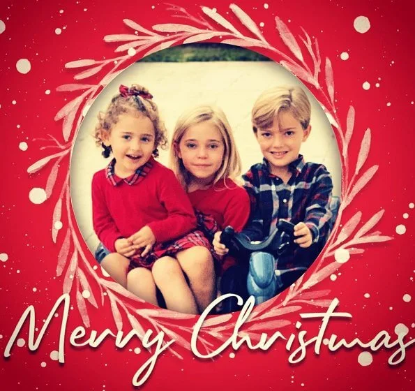 Princess Leonore, Princess Adrienne and Prince Nicolas wished everyone a merry Christmas. The photo was taken by Princess Madeleine in Miami