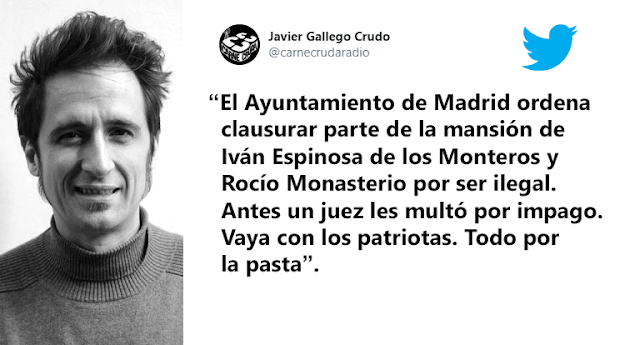 Javier Gallego Crudo critica el "patriotismo" de Monasterio y Espinosa de los Monteros