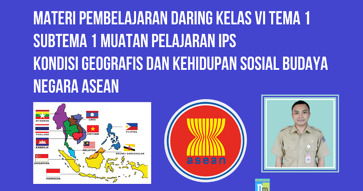 Materi Ips Kelas Vi Tema 1 Subtema 1 Kondisi Geografis Dan Kehidupan Sosial Budaya Negara Asean Ngiring Melajah