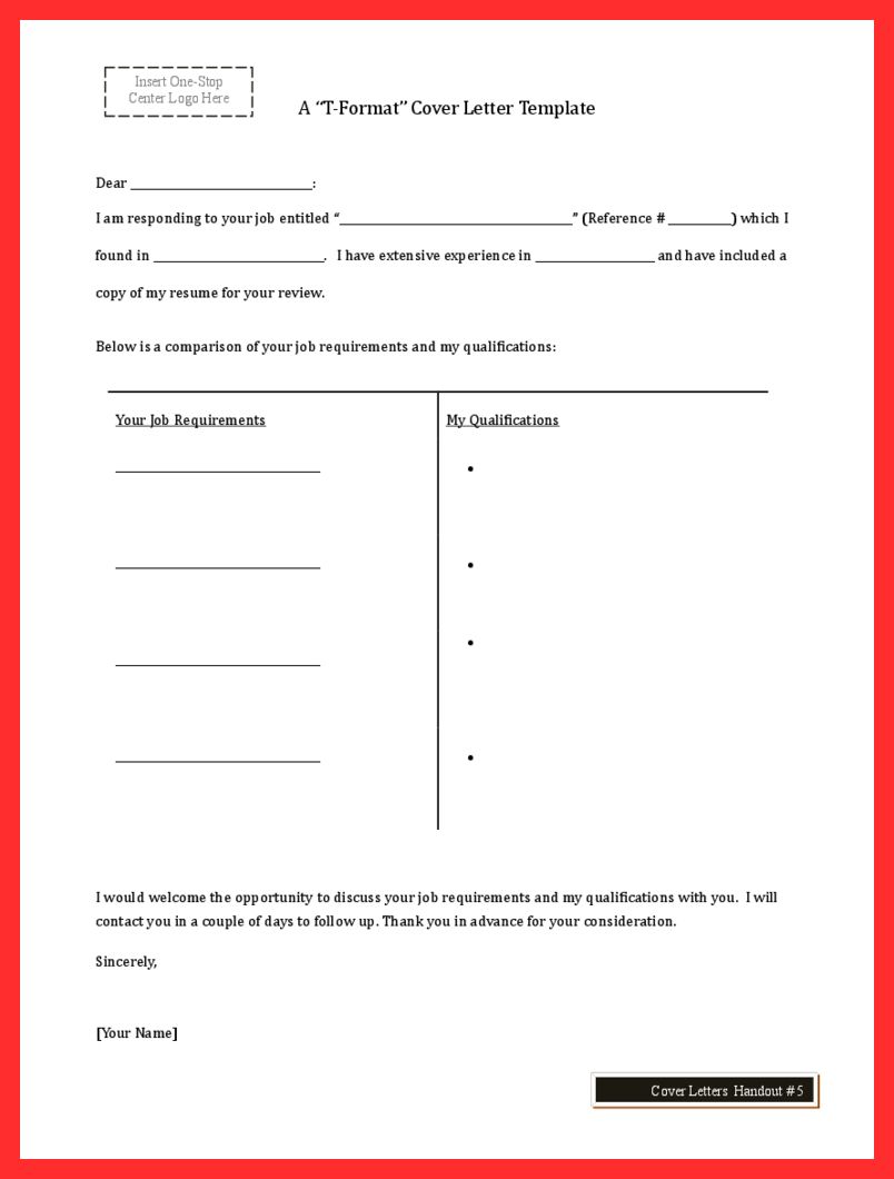 T Cover Letter Template ~ Resume Letter