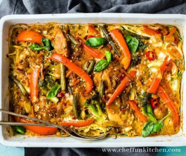 Drunken Chicken Zoodle Casserole Drunken Chicken Zoodle Casserole