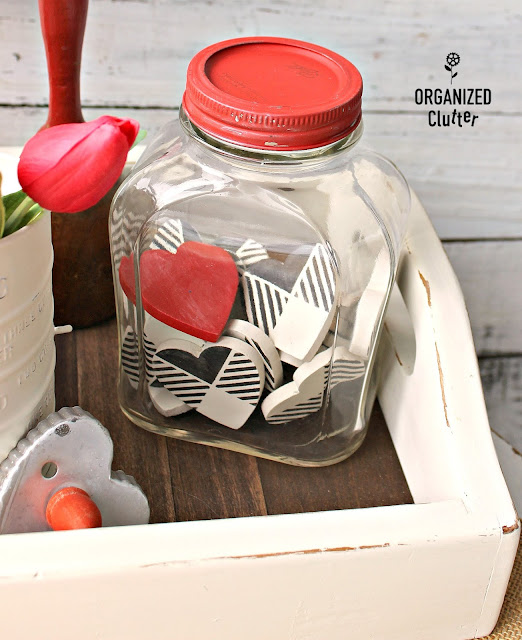 Buffalo Check Hearts In A Cool Thrift Shop Jar #oldsignstencils #stencil #valentinesday #hearts #buffalocheck