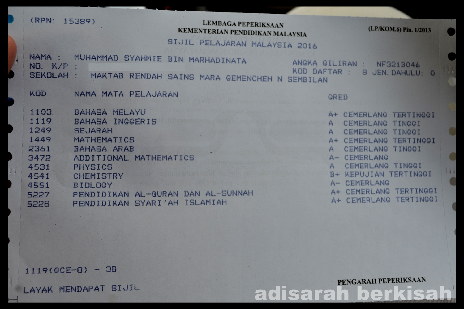 adisarah berkisah Syahmie dan SPM Debaran keputusan dan reunion