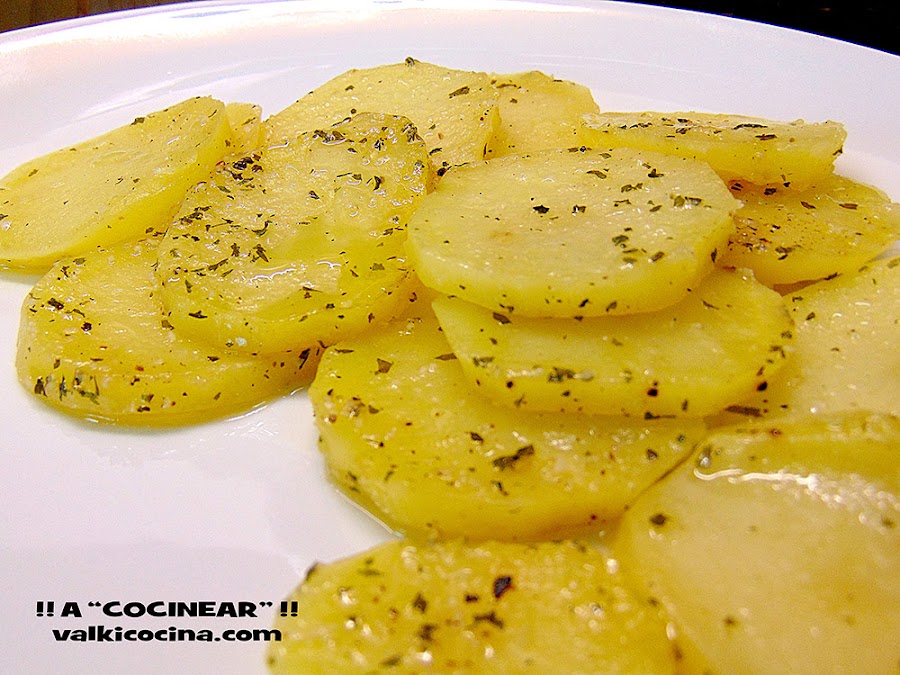 Guarnición de patatas al microondas