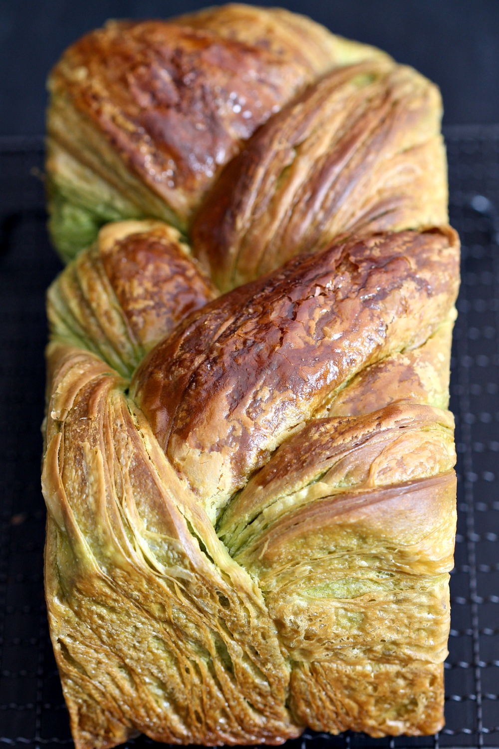 Matcha danish loaf and croissants